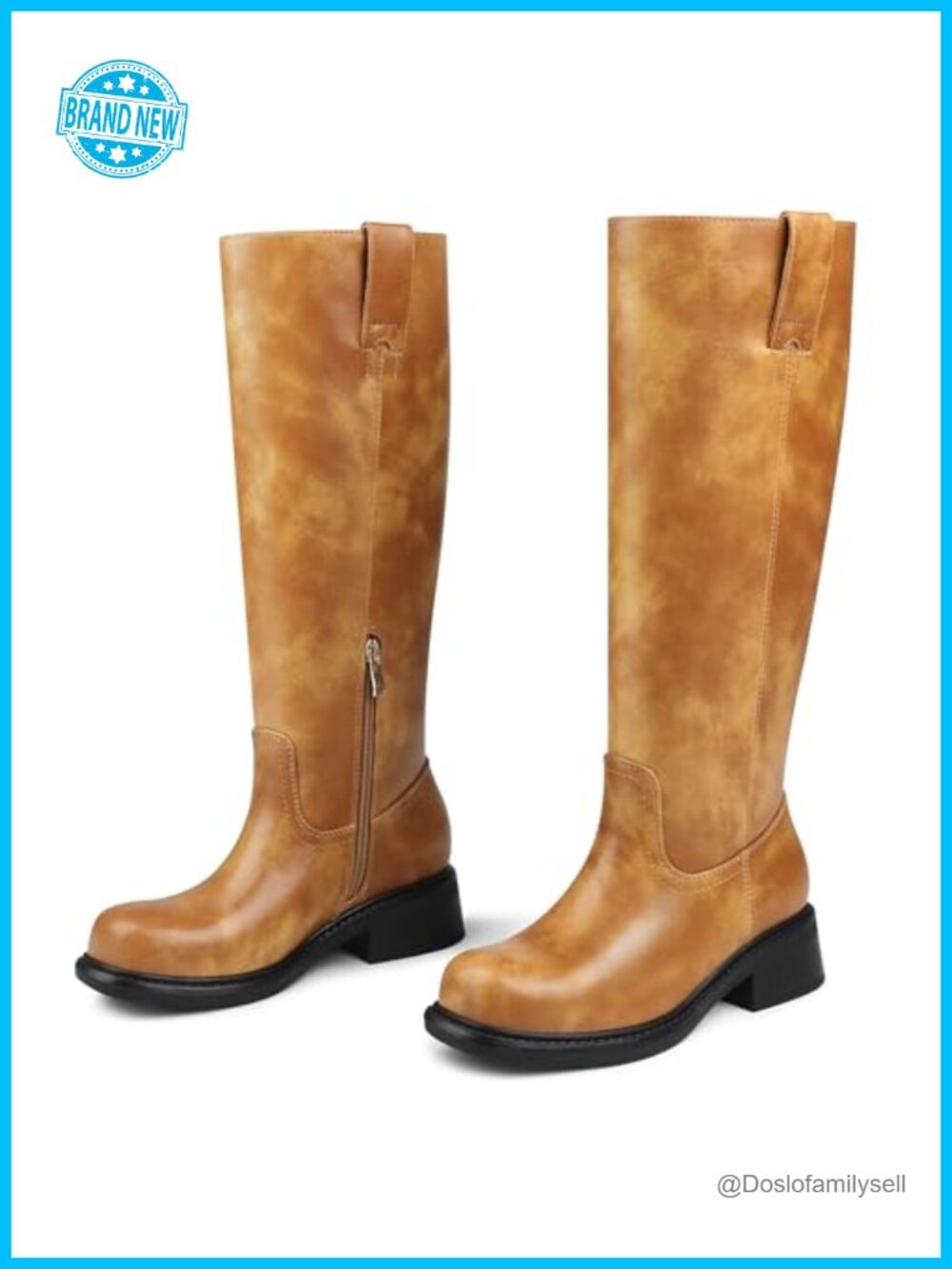 Women's Knee High Boots Pointed Toe Chunky Block Heel Gogo Faux Leather